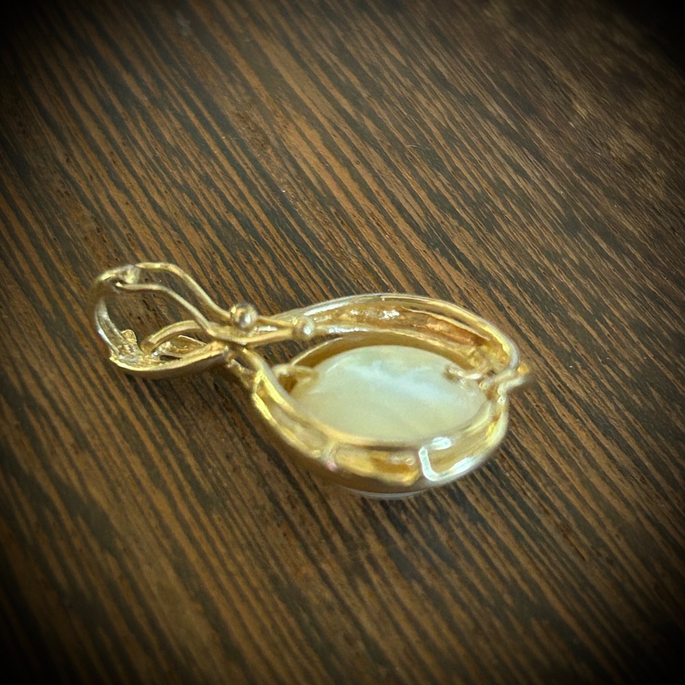 Vintage 14K Yellow Gold 14MM Mabe Pearl PENDANT ENHANCER - Picture 4 of 14